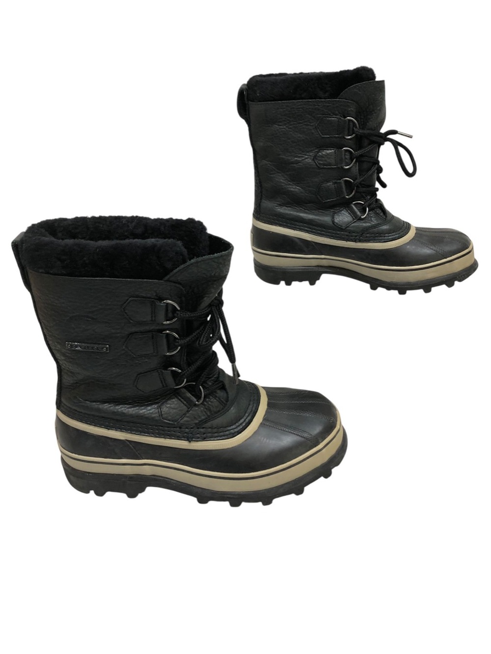 Sorel Men's Caribou Reserve Black Pebbled Leather Lace Up Waterproof Lined Boots